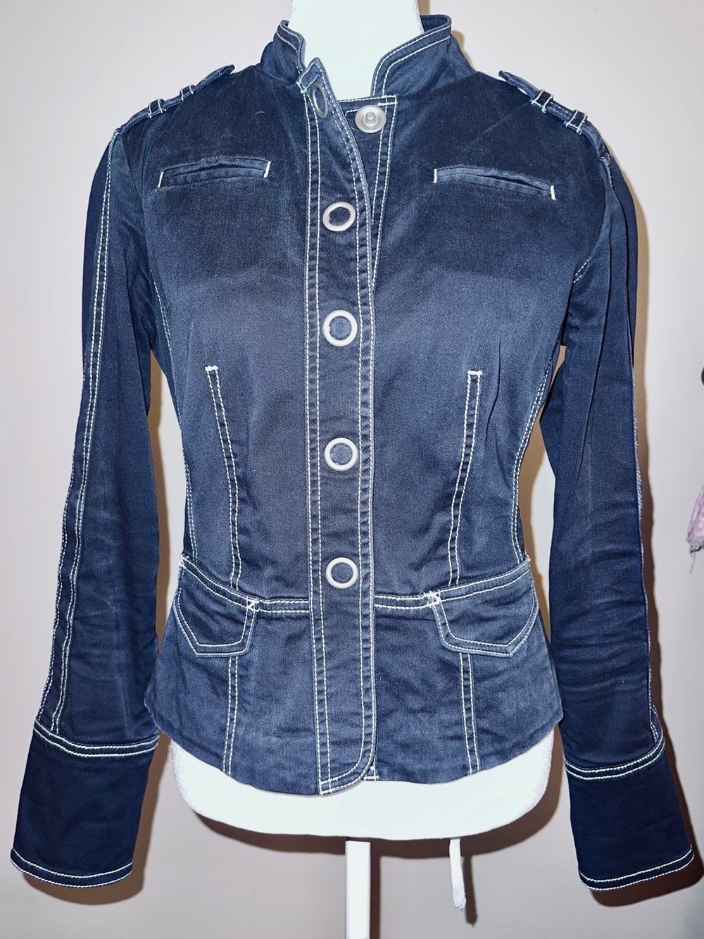 Acorn Navy Women's Utility Jacket with White Stitching | Sz XS